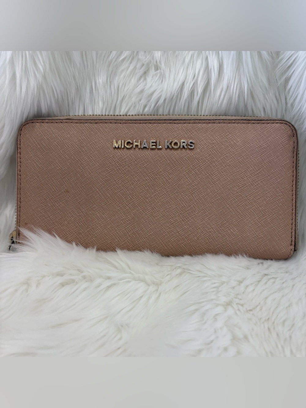 Michael Kors Jet Set Travel Zip Around Continental Wallet Blush Pink Saffiano